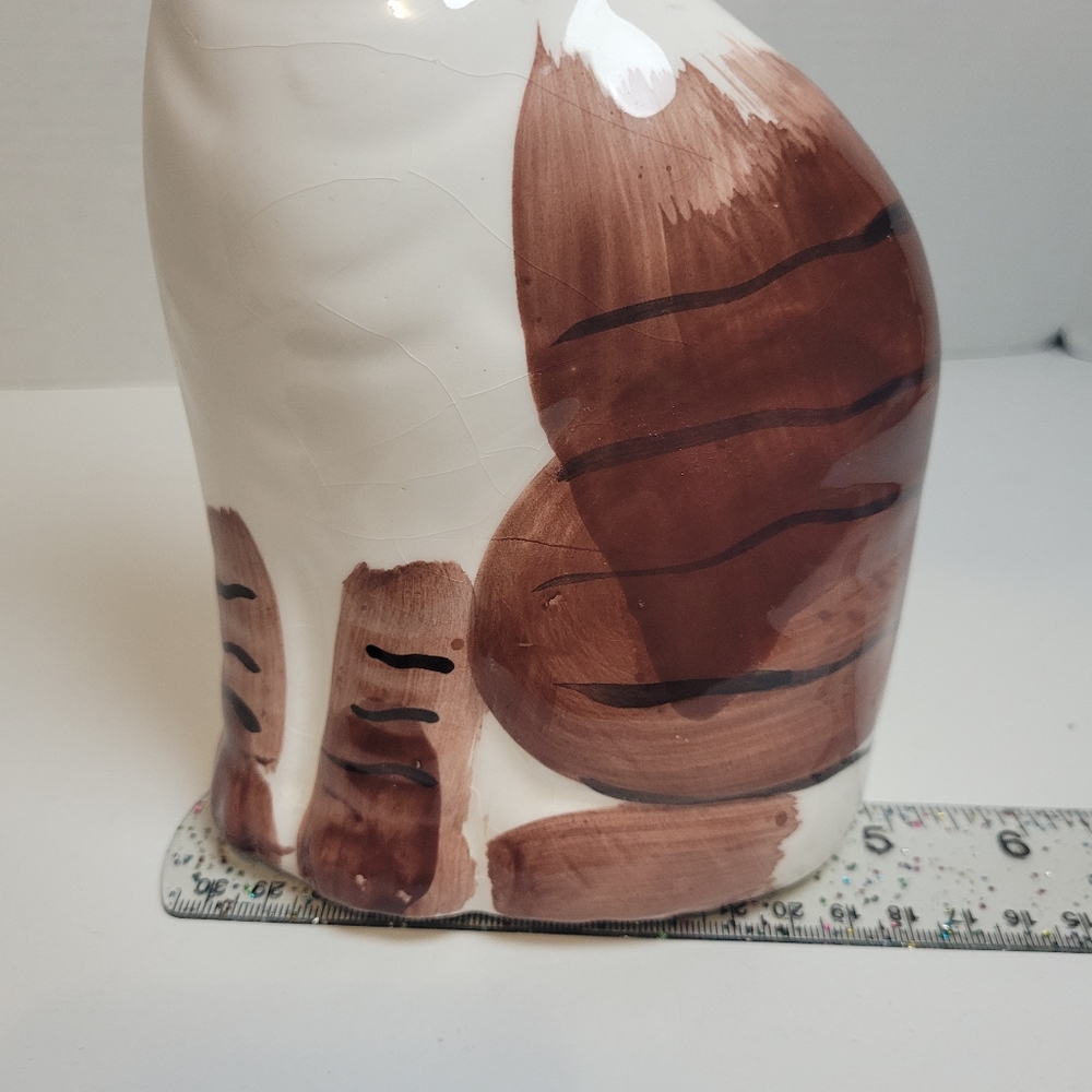 Vintage Hand Painted Ceramic Tabby Cat Bank - Picture 13 of 14